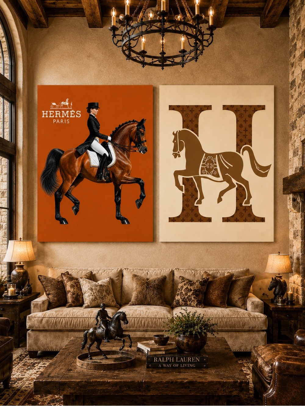 🐎 Hermès Inspired Equestrian Luxe Fashion Gallery Wall Art Prints | Set of 2